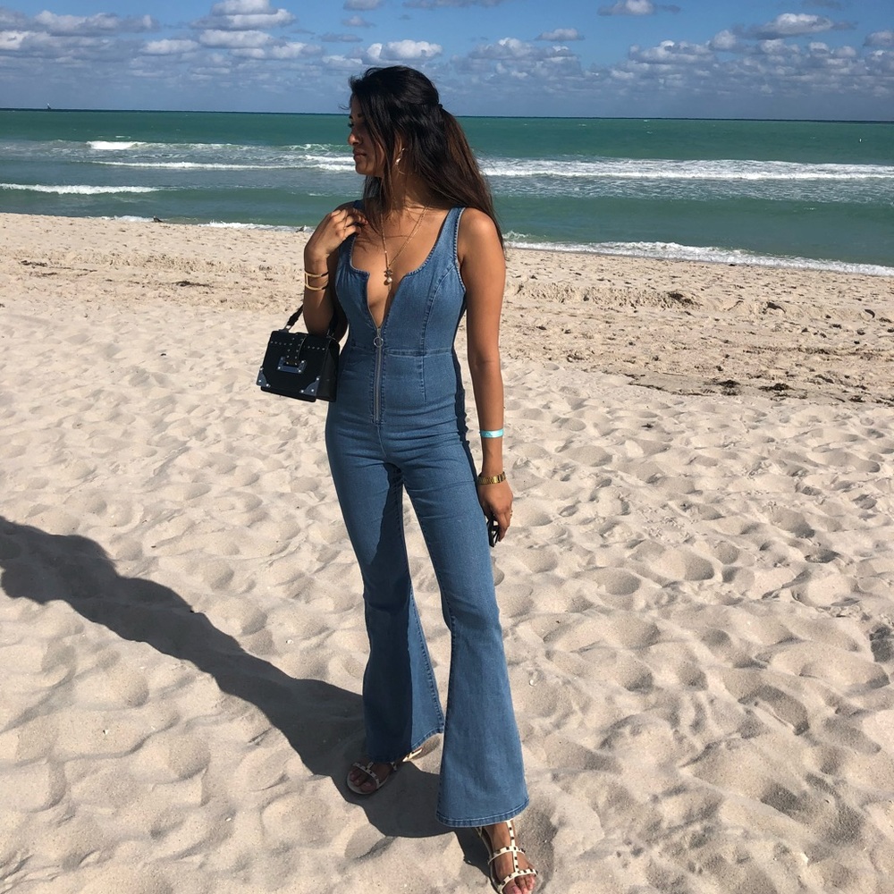Denim Zip Up Retro jumpsuit